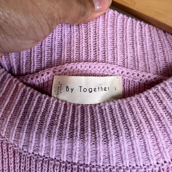 By Together Anthropologie Women's Sweater Size Large Purple Knit Top - Picture 3 of 7